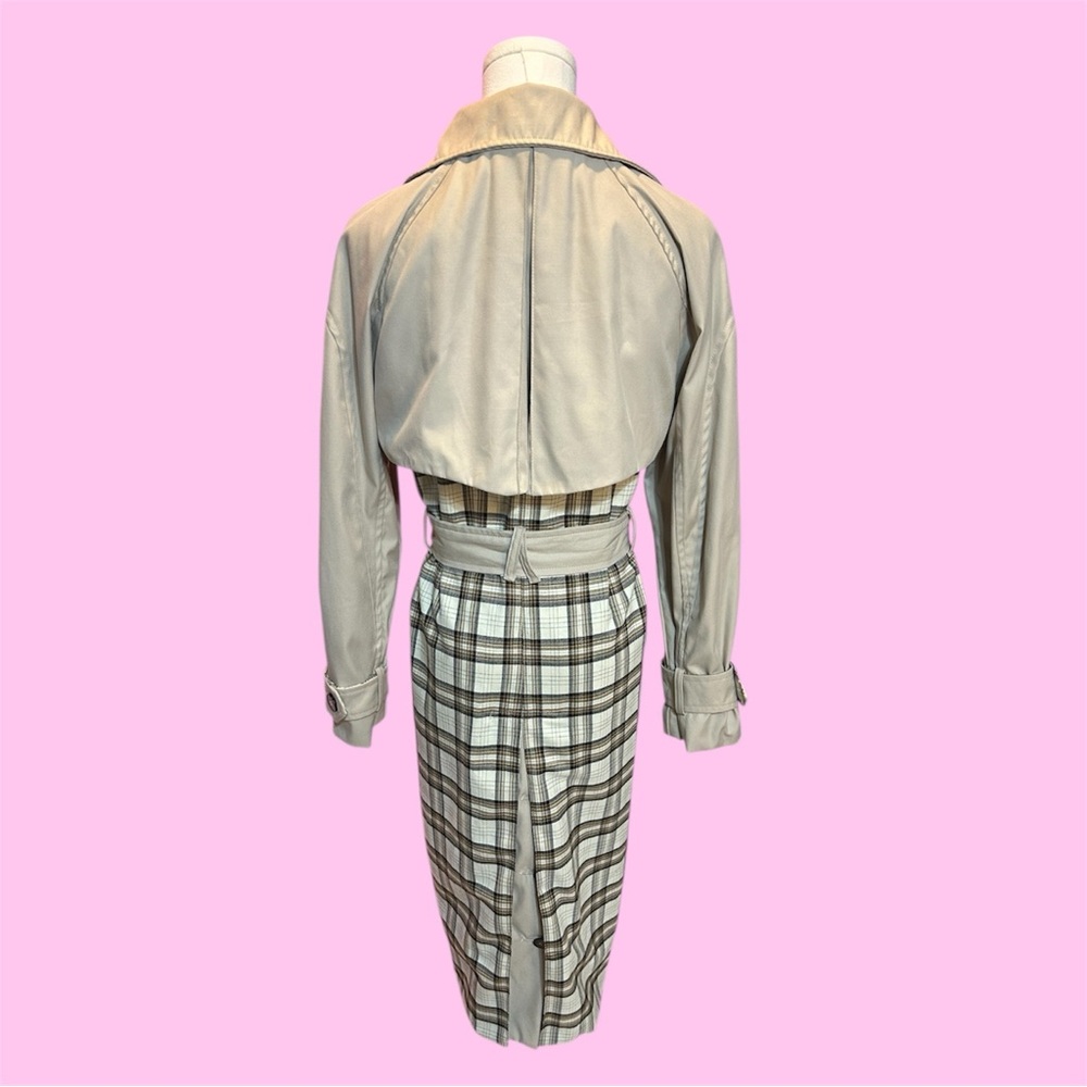 Bershka Plaid Trench Coat View 2